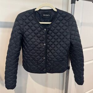 Max & Co Quilted Cropped Puffer Jacket in Navy